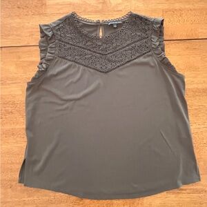 Adrianna Papell Charcoal Lace Blouse
